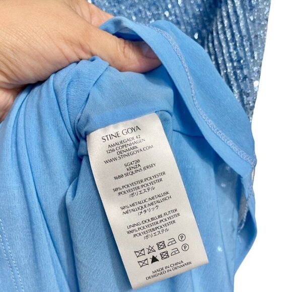 New STINE GOYA Kenza Cockail One Shoulder sequined minidress in Blue Size S - Picture 10 of 14